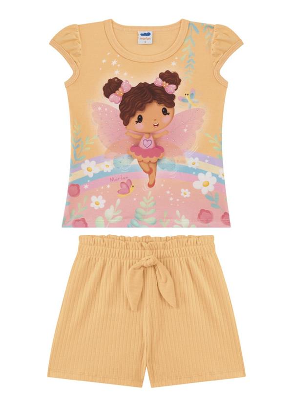 Conjunto Blusa e Shorts Relevo Laranja