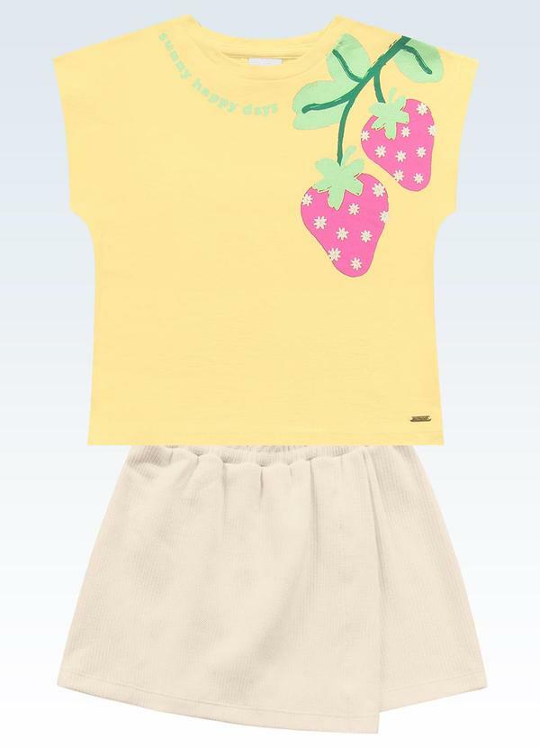 Conjunto Blusa e Shorts Saia Amarelo