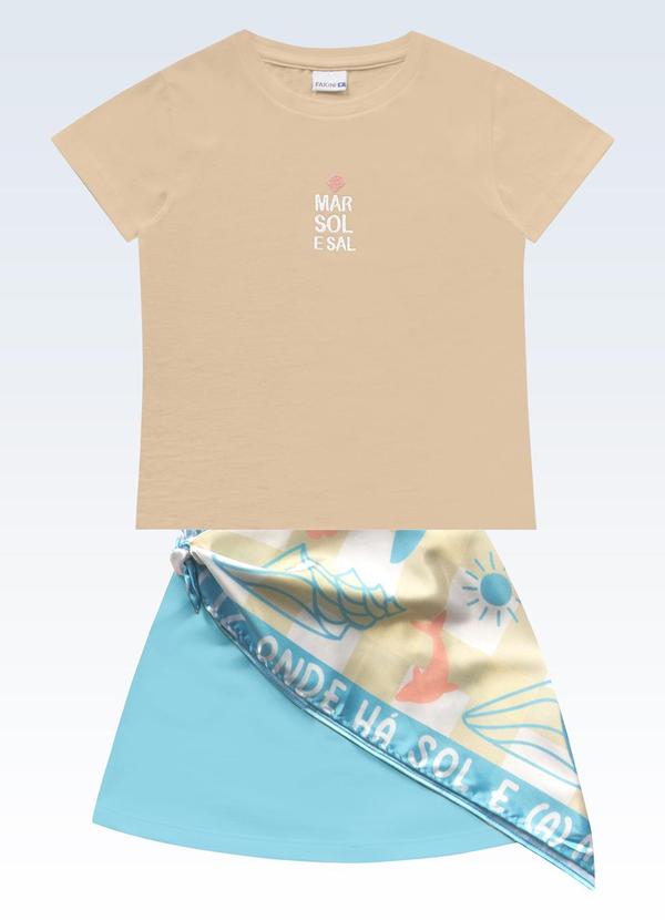 Conjunto Blusa e Shorts Saia Bege