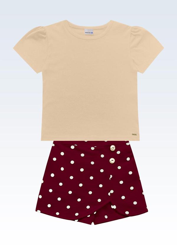 Conjunto Blusa e Shorts Saia Bege