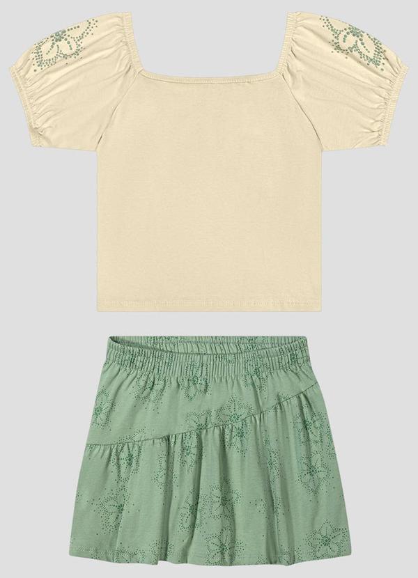 Conjunto Blusa e Shorts-Saia Bege