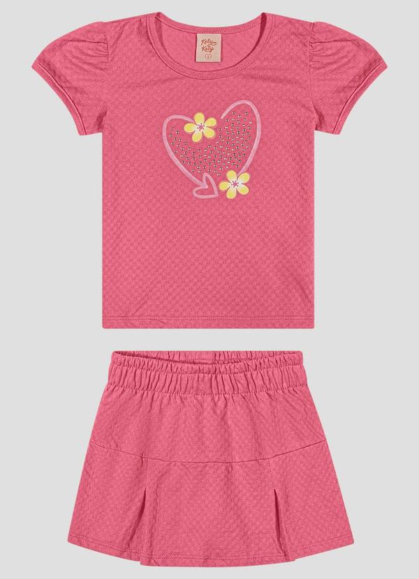 Conjunto Blusa e Shorts-Saia em Malha Hive Rosa