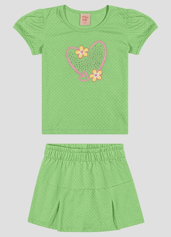 Conjunto Blusa e Shorts-Saia em Malha Hive Verde