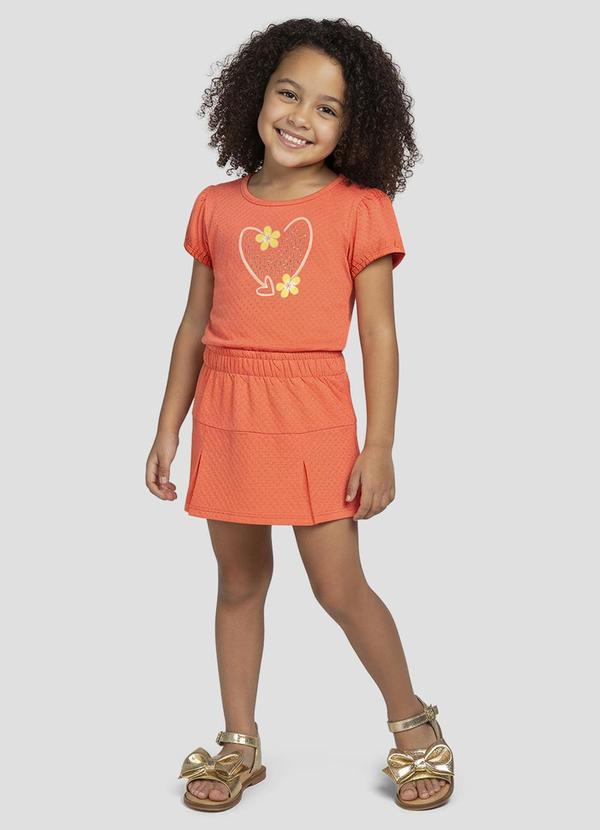 Conjunto Blusa e Shorts-Saia em Malha Laranja