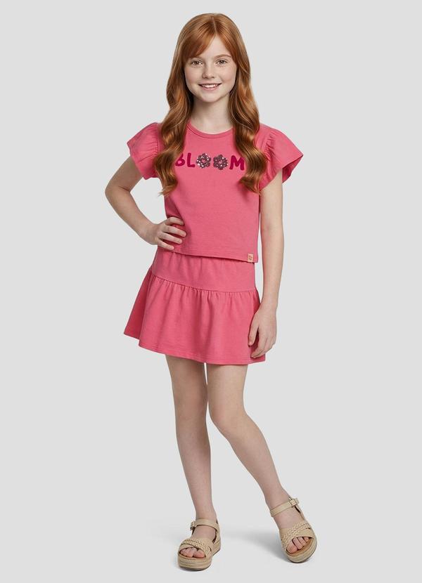 Conjunto Blusa e Shorts-Saia Moletinho Rosa