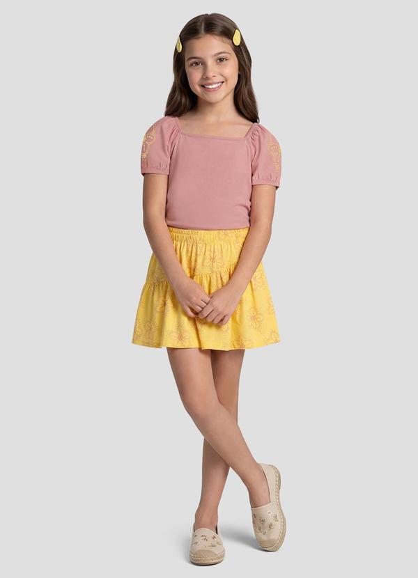 Conjunto Blusa e Shorts-Saia Rosa