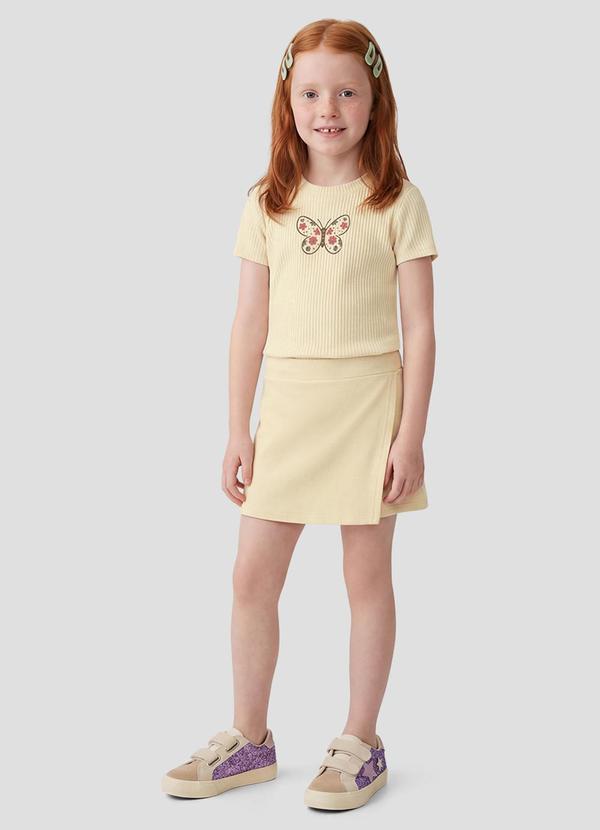Conjunto Blusa e Shorts-Saia Sarjado Bege