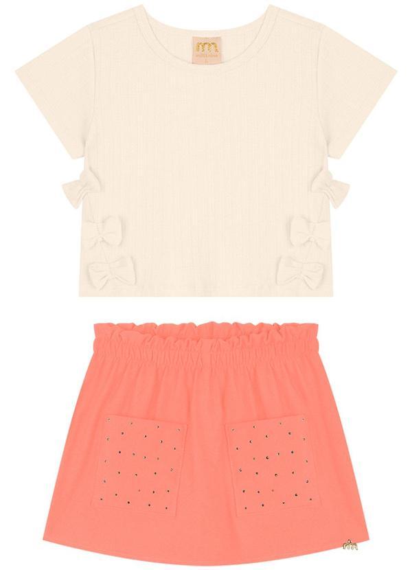 Vista 2 Conjunto Blusa e Shorts Saia Twill Stretch Bege Milli E Nina Milli E Nina