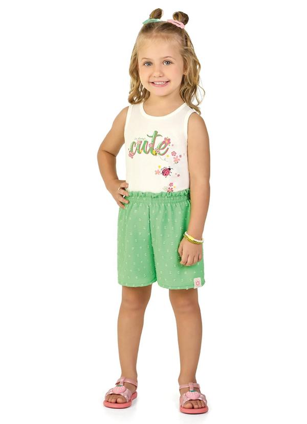 Vista 2 Conjunto Blusa e Shorts Tecido Air Flow Bege Marlan Marlan