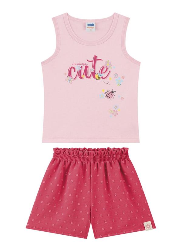 Vista 2 Conjunto Blusa e Shorts Tecido Air Flow Rosa Marlan Marlan
