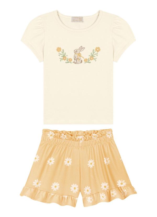 Vista 2 Conjunto Blusa e Shorts TexturizadoBege Milli E Nina Milli E Nina