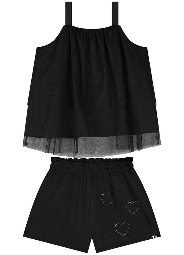 Vista 2 Conjunto Blusa e Shorts Twill Stretch Preto Milli E Nina Milli E Nina
