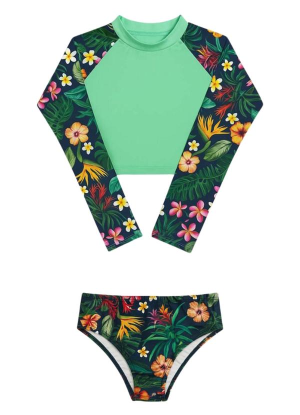 Conjunto Blusa e Tanga Proteção Uv Verde