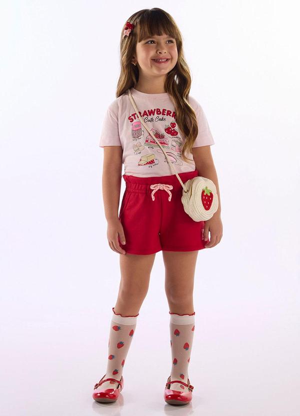 Conjunto Blusa Estampada Short Rosa