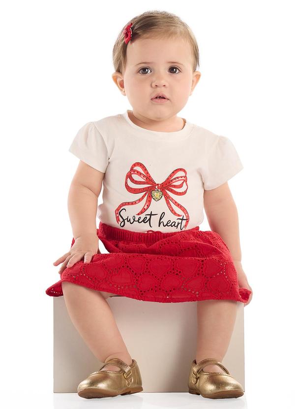 Conjunto Blusa Estampado Saia Laise Branco
