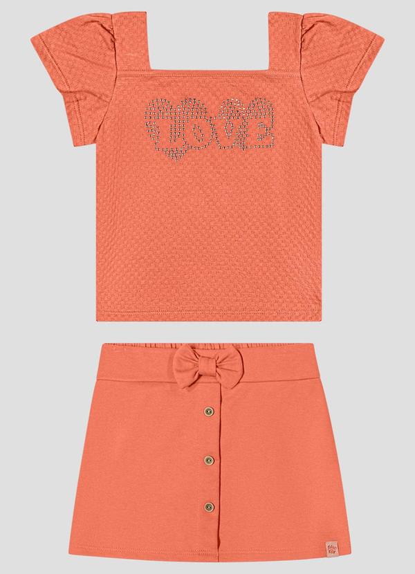 Conjunto Blusa Hive e Shorts-Saia Laranja