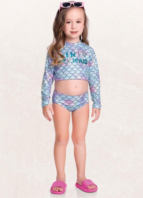 Vista 2 Conjunto Blusa M/Longa/Calcinha Prata Fakini Kids Fakini Kids