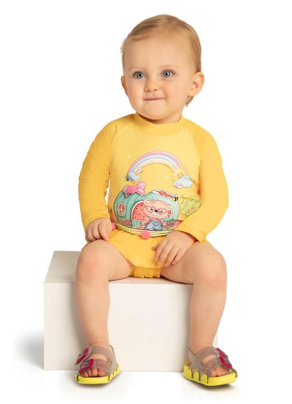 Conjunto Blusa Manga Longa e Tanga Uv Amarelo