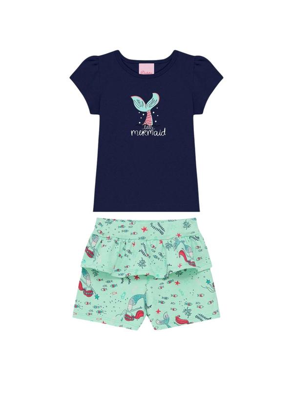 Conjunto Blusa Mermaid e Short Sereia Azul