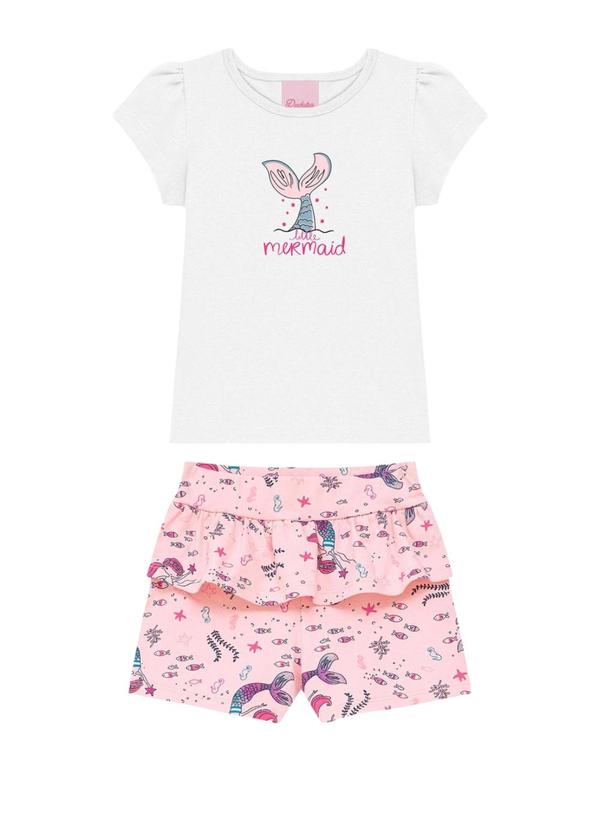 Conjunto Blusa Mermaid e Short Sereia Branco