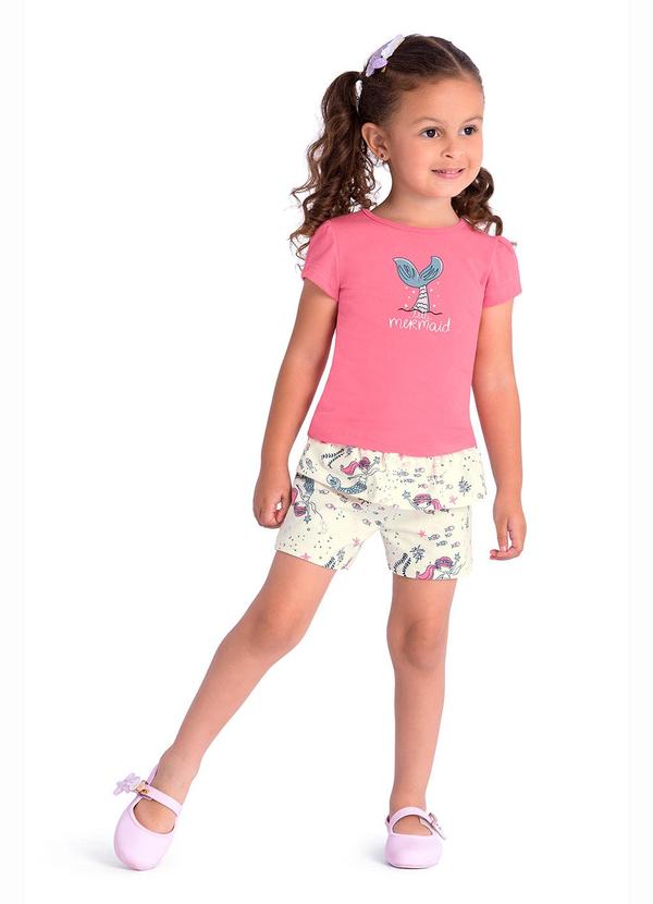 Conjunto Blusa Mermaid e Short Sereia Rosa