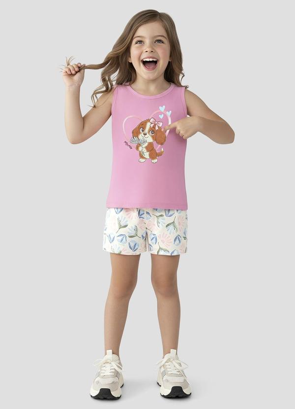 Conjunto Blusa Regata e Shorts Rosa