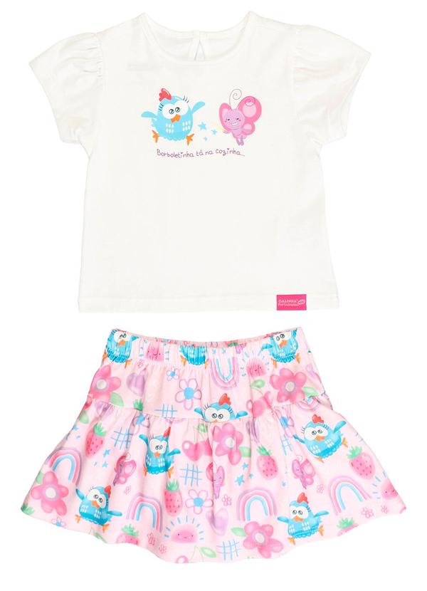 Conjunto Blusa Saia com Calcinha Branco