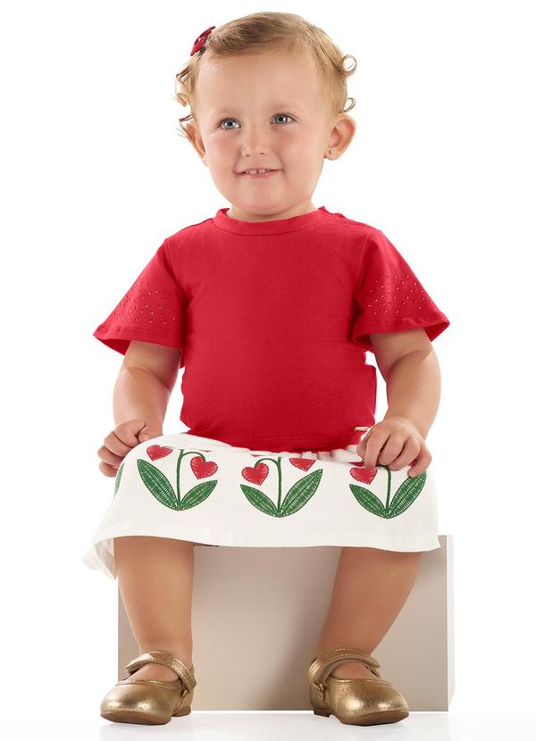Conjunto Blusa Saia Estampado Vermelho