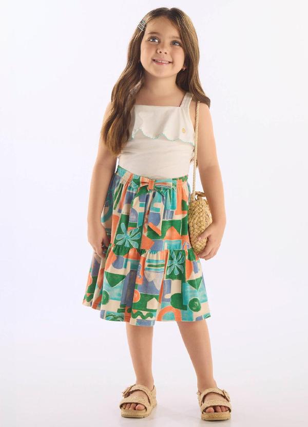 Conjunto Blusa Saia Infantil Midi Branco