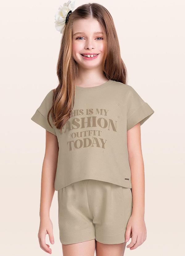 Vista 2 Conjunto Blusa/Short Bege Fakini Kids Fakini Kids