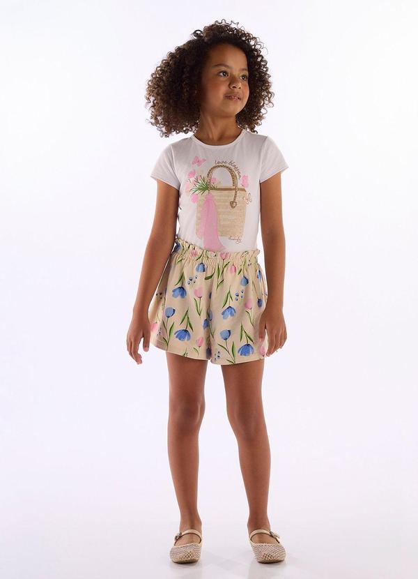 Conjunto Blusa Short Floral Branco