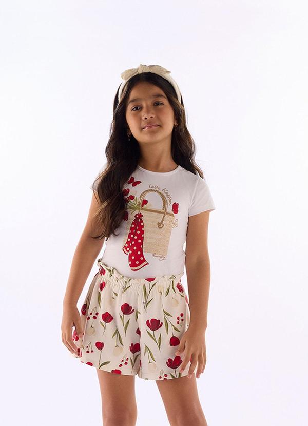 Conjunto Blusa Short Floral Branco