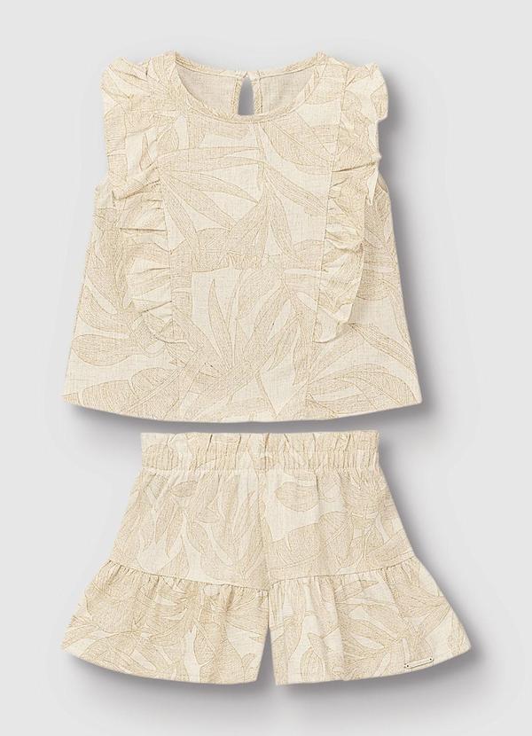 Conjunto Blusa & Shorts Folhagens Areia