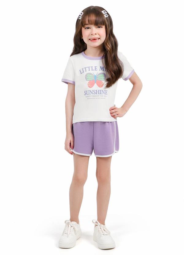 Vista 2 Conjunto Blusa Shorts Moletinho Lilas Tink Bink Tink Bink