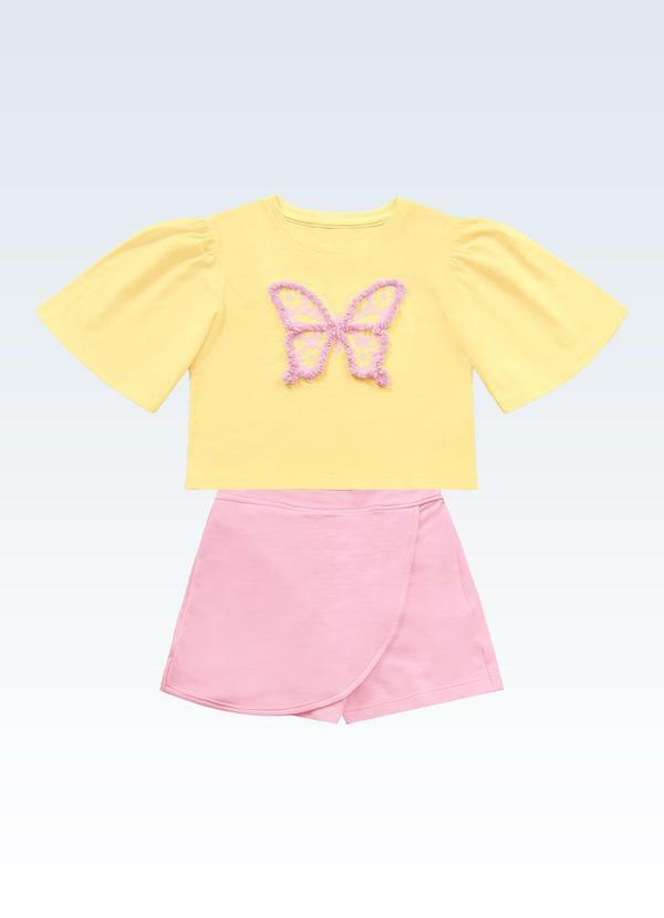 Conjunto Blusa/Shorts Saia Amarelo