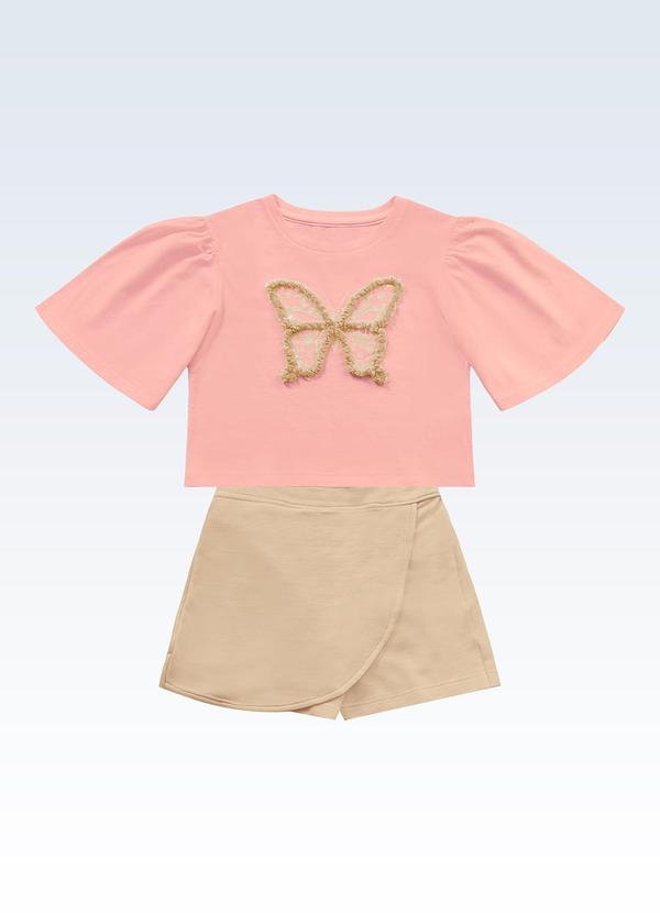 Conjunto Blusa/Shorts Saia Rosa