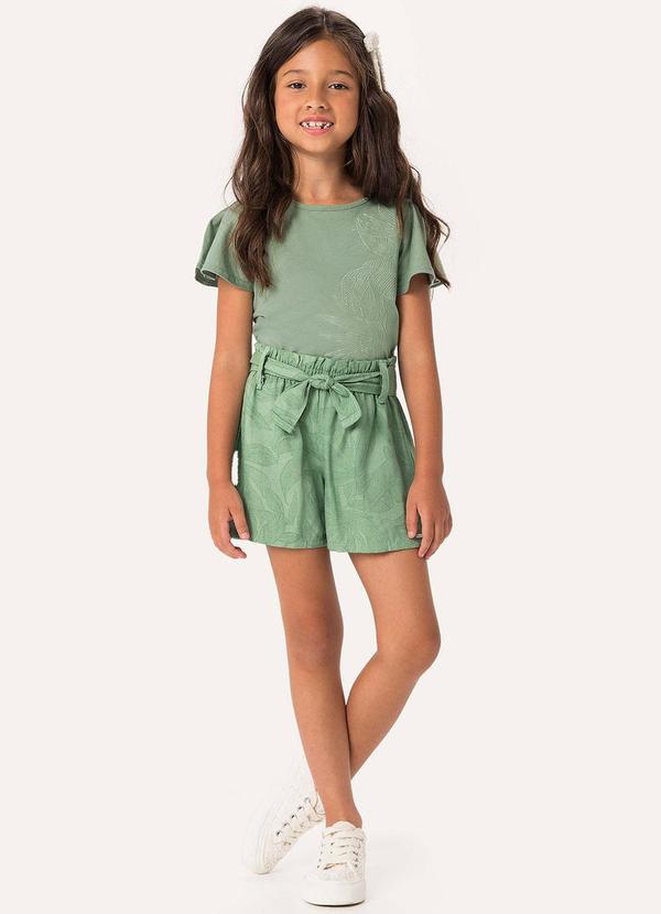 Conjunto Blusa & Shorts Tropical Verde Musgo