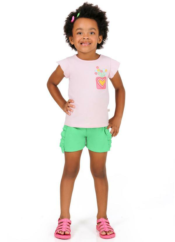 Vista 2 Conjunto Blusa Silk Short Babadinho Rosa Tink Bink Tink Bink