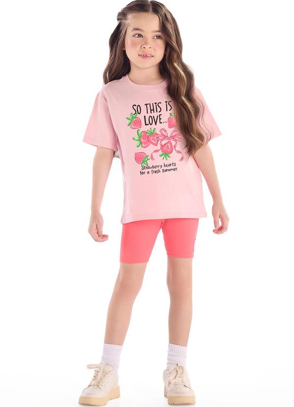 Conjunto Blusa Strass Ciclista Rosa