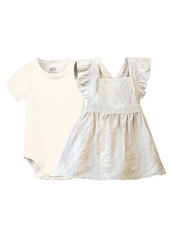 Conjunto Body com Vestido Menina Off White