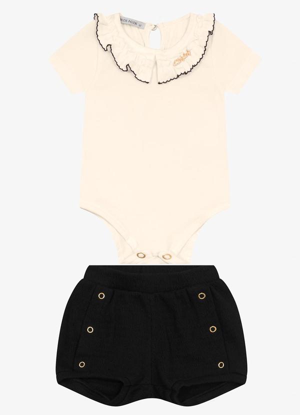 Vista 2 Conjunto Body e Calcinha em Cotton Leve Preto Trick Nick Trick Nick