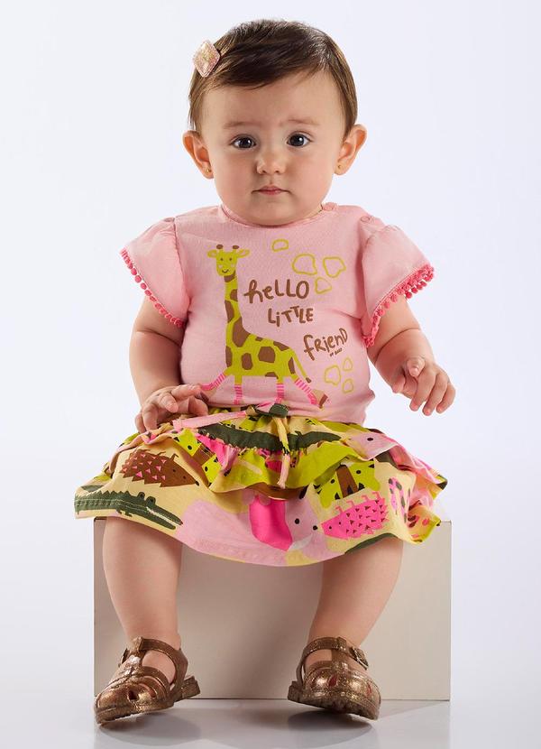 Conjunto Body e Saia Bebê Rosa
