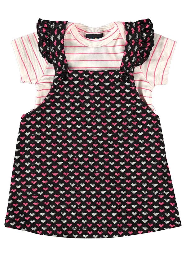 Conjunto Body e Salopete Bebê Rosa