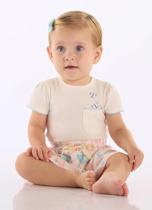 Vista 2 Conjunto Body Saia Bebê Suedine Up Baby Branco