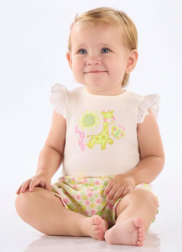 Conjunto Body Short Bebê Menina Branco