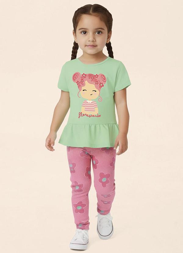 Conjunto Bonequinha Floral Verde Água