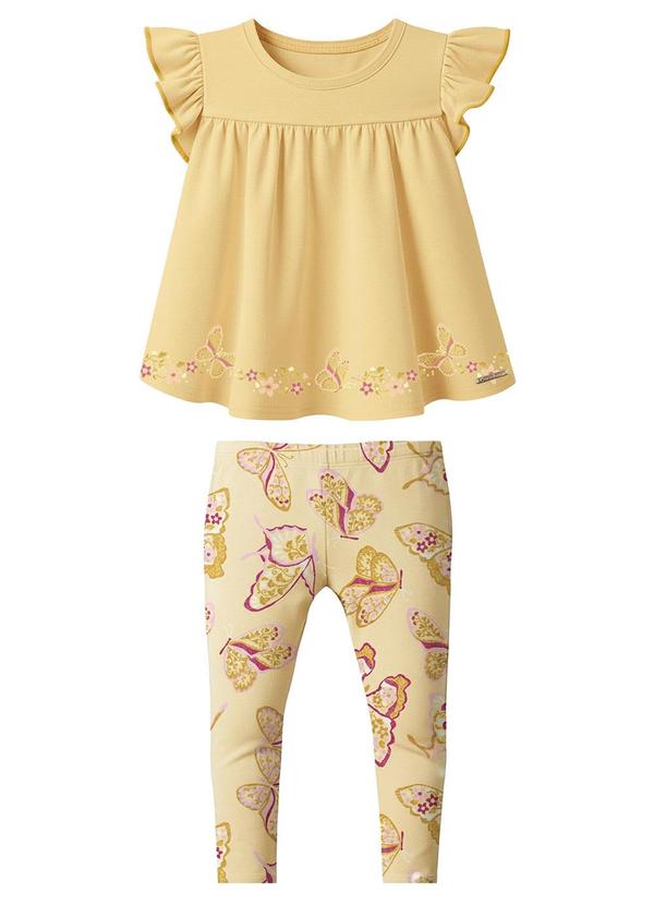 Conjunto Borboletas com Glitter Amarelo