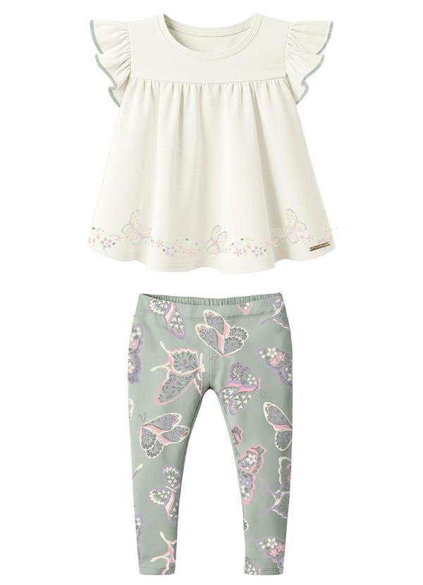 Conjunto Borboletas com Glitter Off White