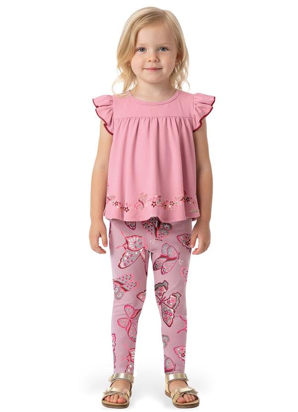 Conjunto Borboletas com Glitter Rosa
