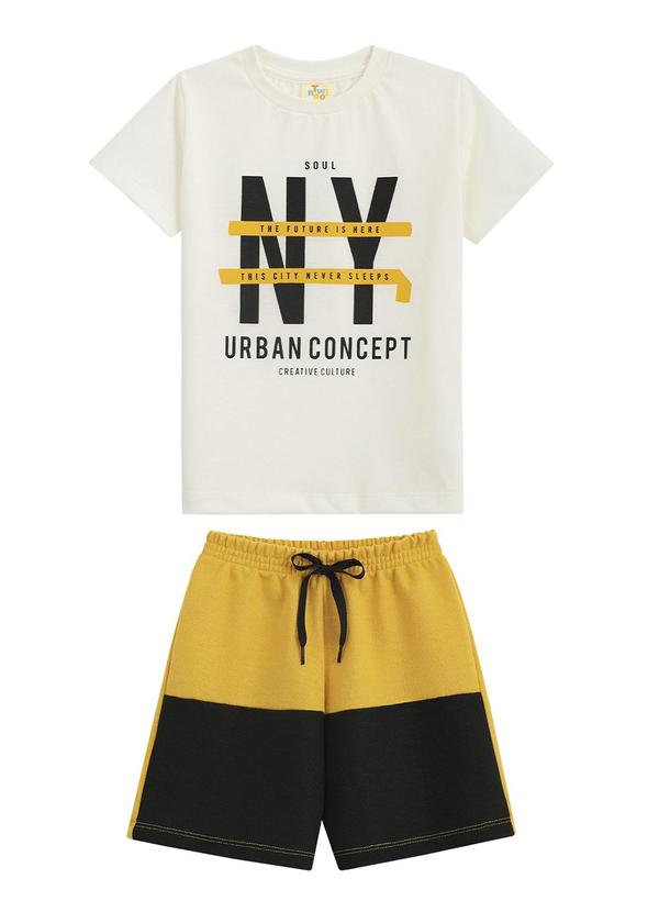 Conjunto Camiseta e Short em Moletinho Bege